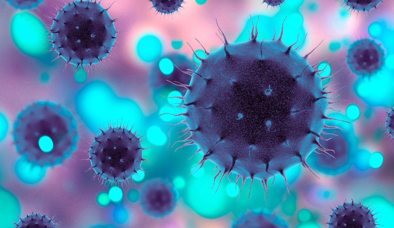 3D medical background with abstract virus cells