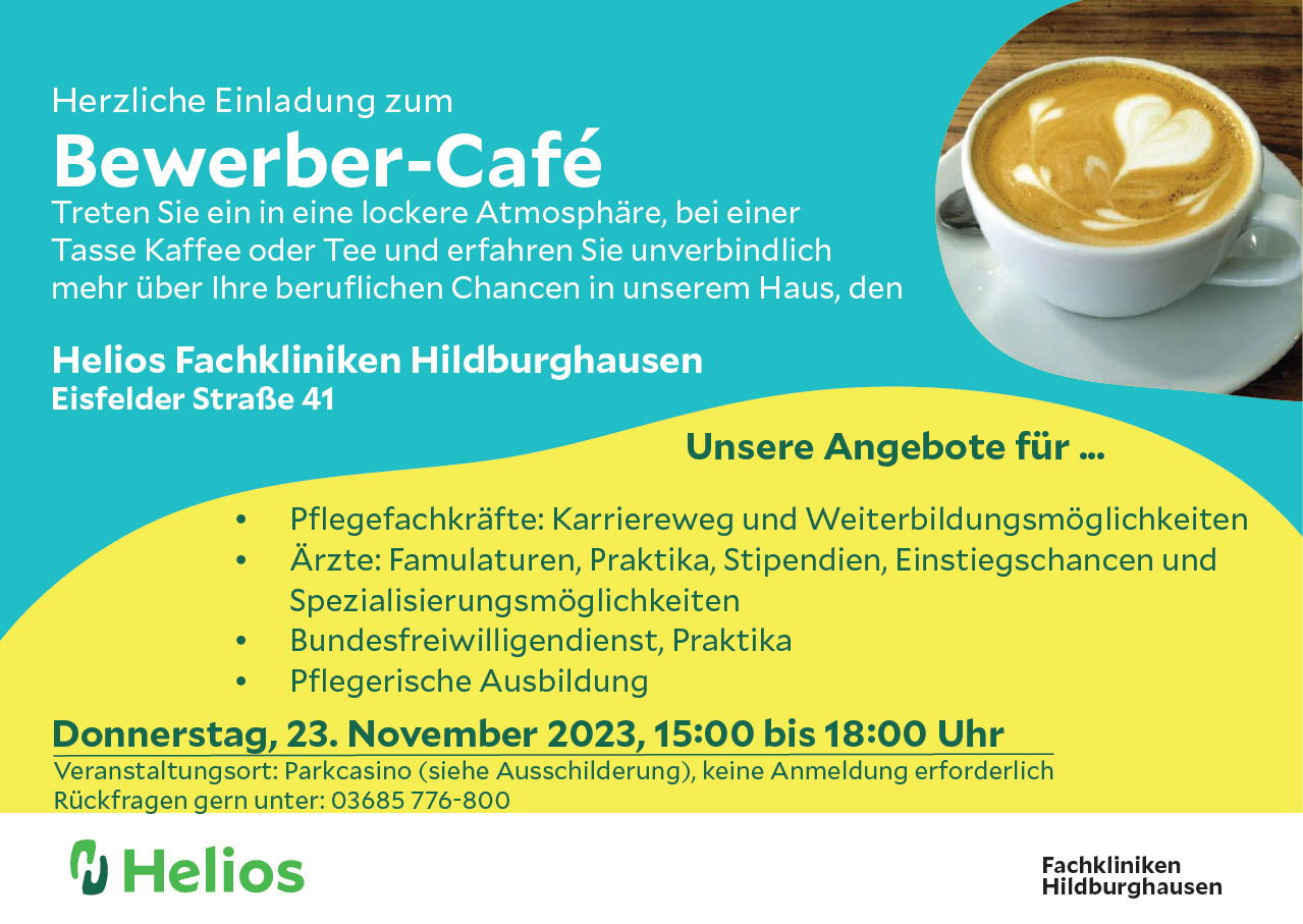 Entdecken Sie Ihre Karrierechancen beim Bewerber-Café der Helios Fachkliniken Hildburghausen