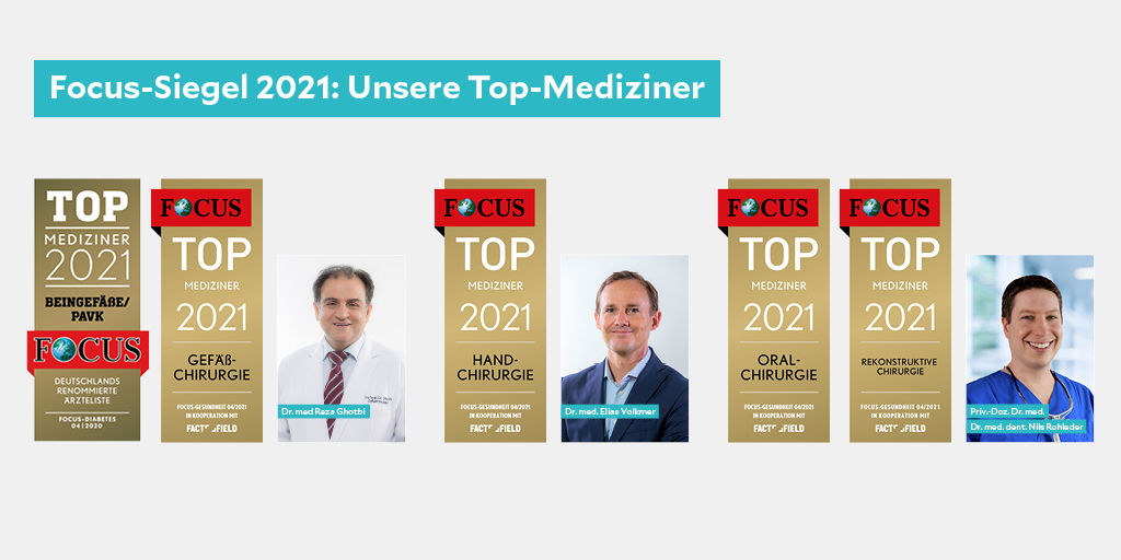 Focus-Siegel 2021: Drei Ärzte der Helios Kliniken München sind Top-Mediziner 