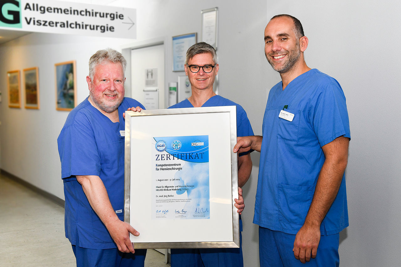 Kompetenzzentrum für Hernienchirurgie am Helios Klinikum Niederberg erneut zertifiziert