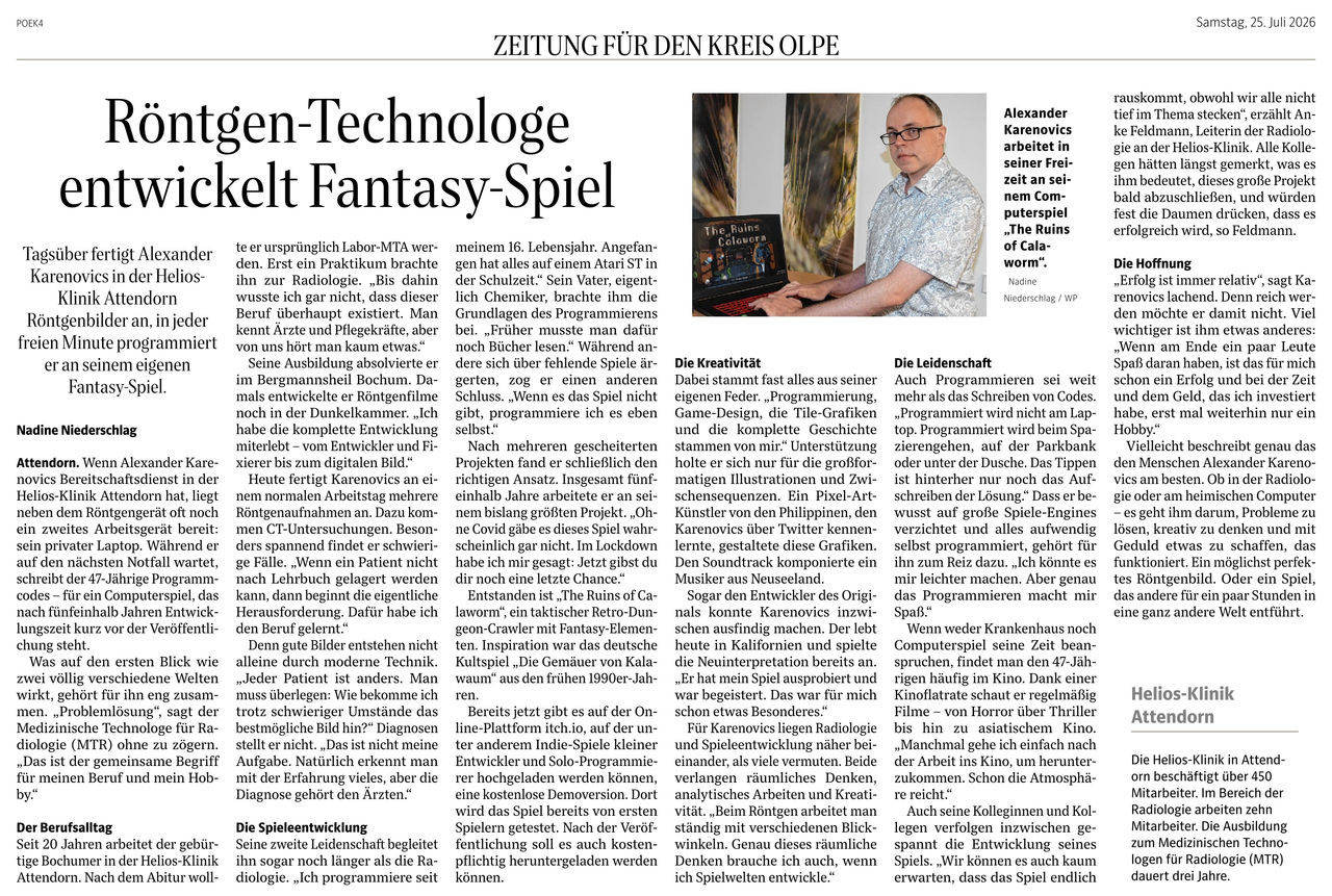 Röntgen-Technologe entwickelt Fantasy-Spiel