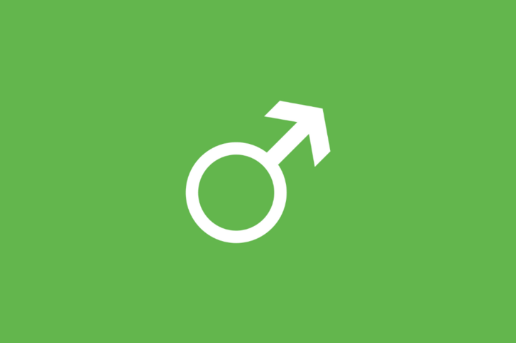 männliches Geschlechtersymbol auf grüner Farbfläche