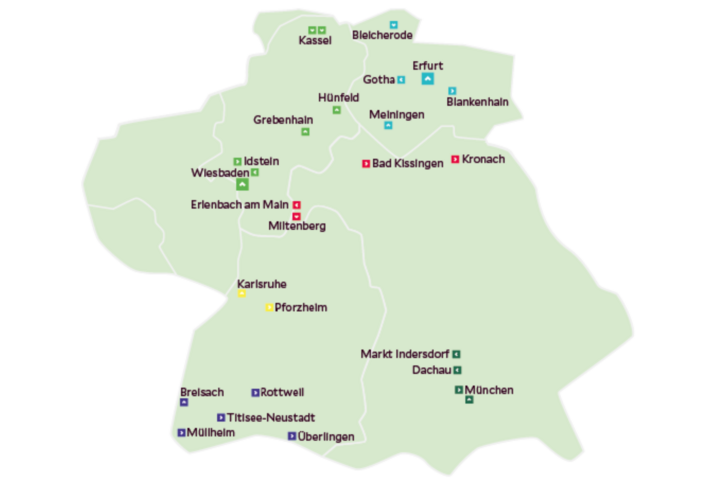 Unsere Studienstandorte in Süd- und Mitteldeutschland