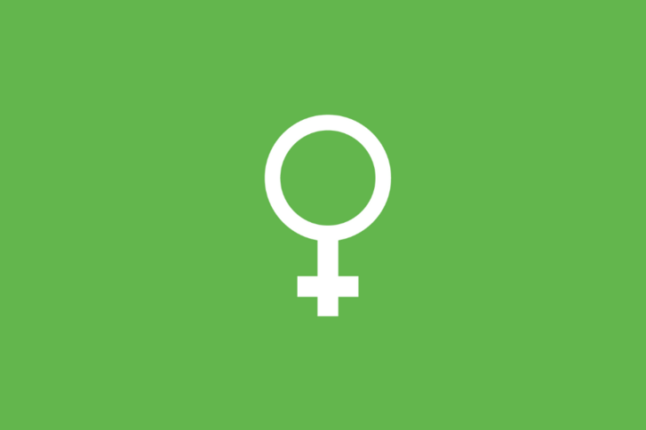 Weibliches Geschlechtssymbol auf grüner Farbfläche