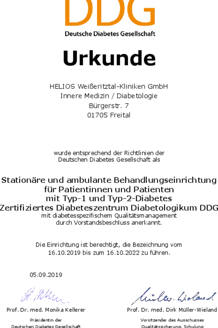 Klinikum Freital Zertifikat DDG